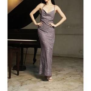 NEW GOLDEN woven folded cowl neck tank dress in violet